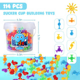 114-Piece Suction Toy Set for Kids Ages 4-8 - Silicone Bath & Travel Toys